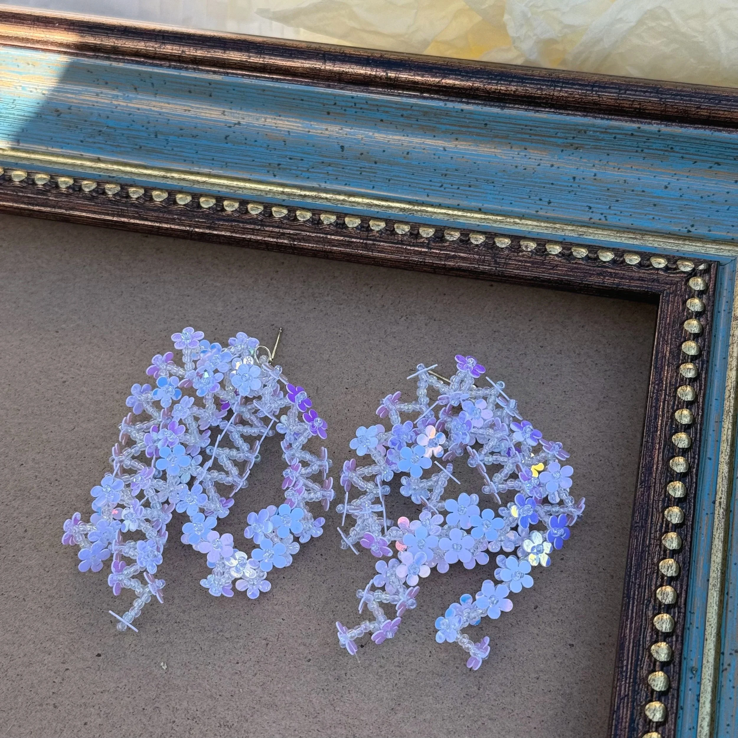 Iridescent Floral Beaded Earrings