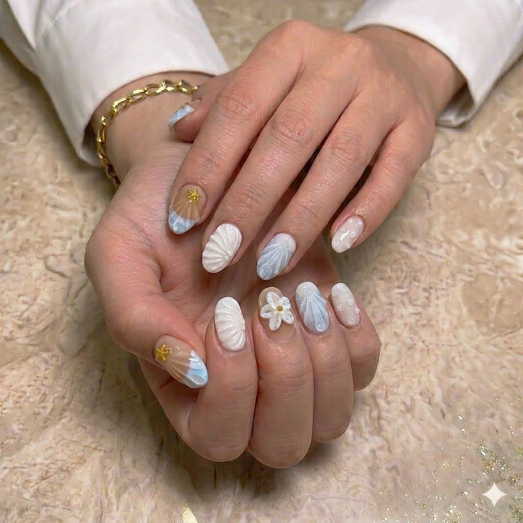 Premium Oceanic Press-On Nail Set