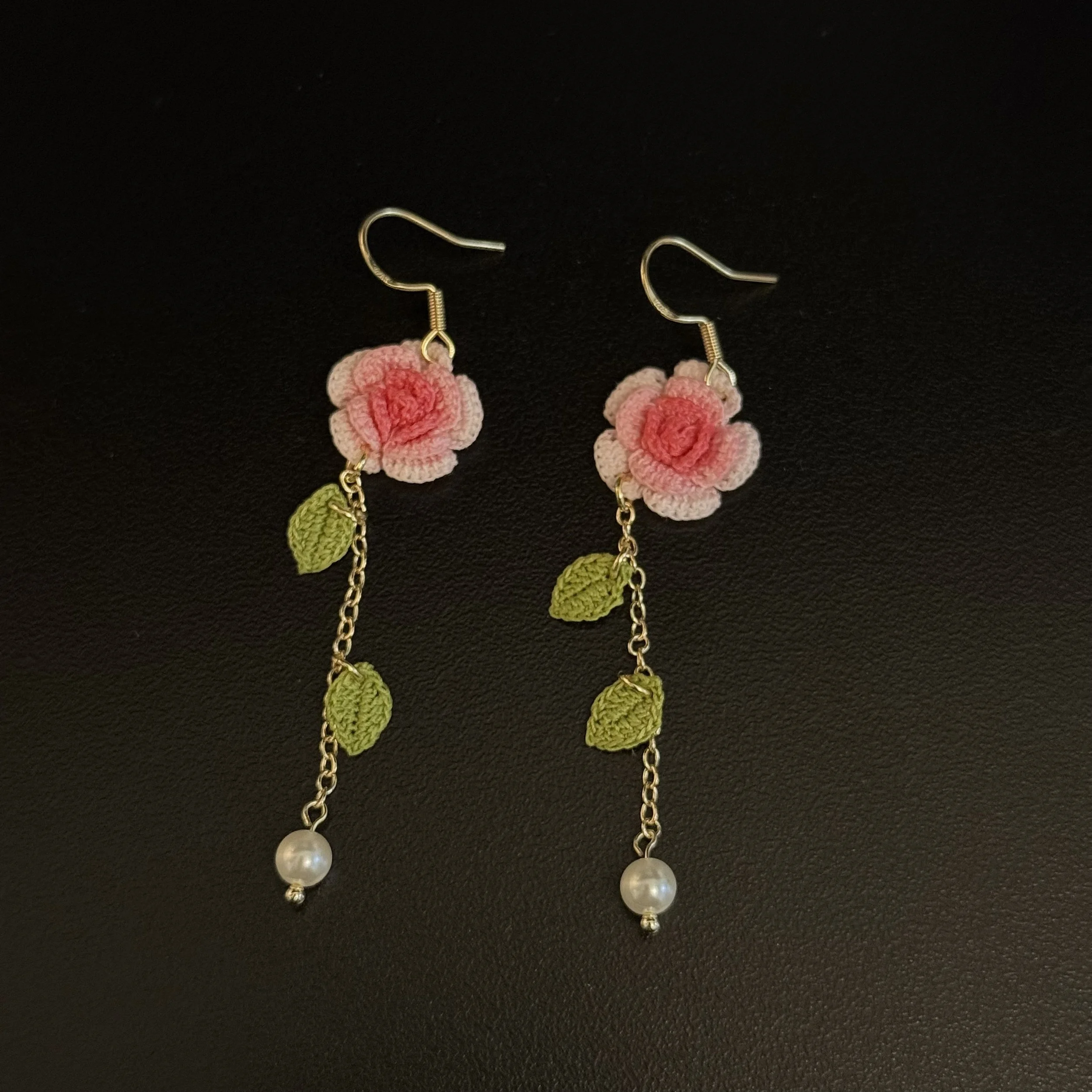 Blooming Rose Crochet Earrings