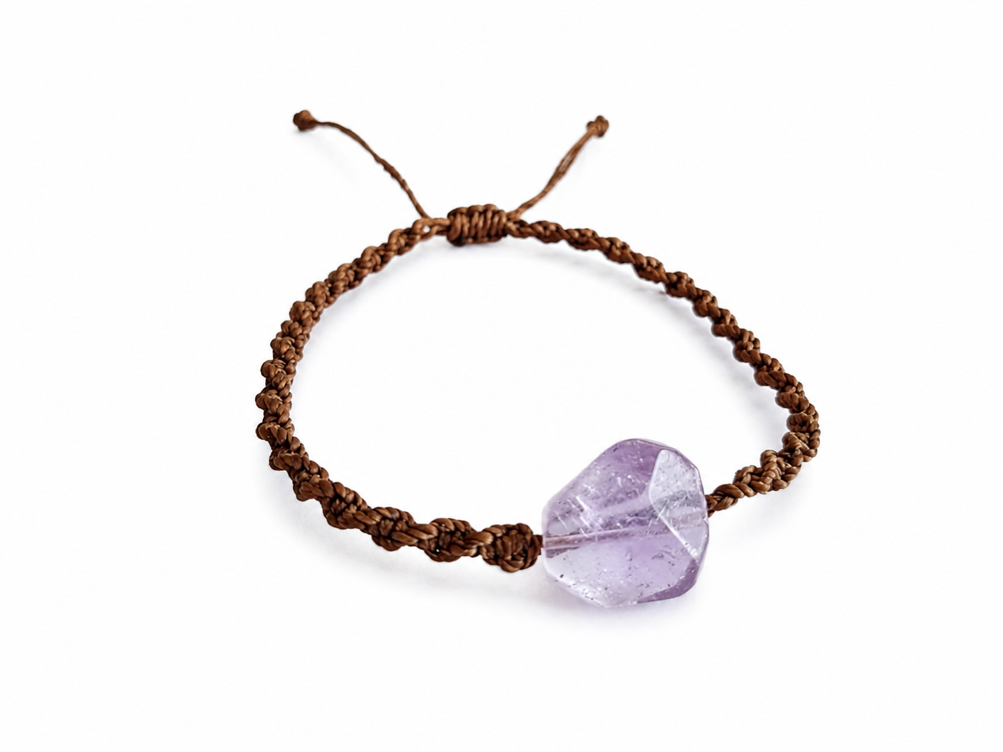 BRAZALETE TEJIDO CON TROZO DE AMATISTA PURO