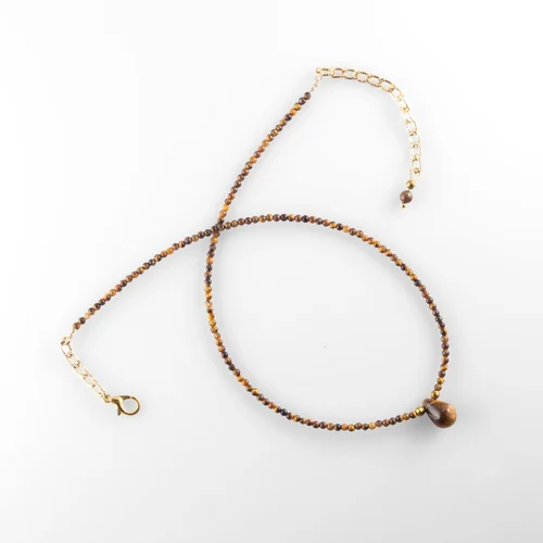 Collar de Ojo de Tigre con dije de gota
