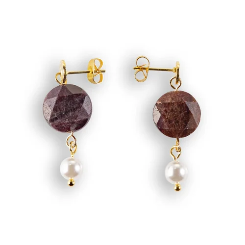 Aretes de Granate y perla de cristal