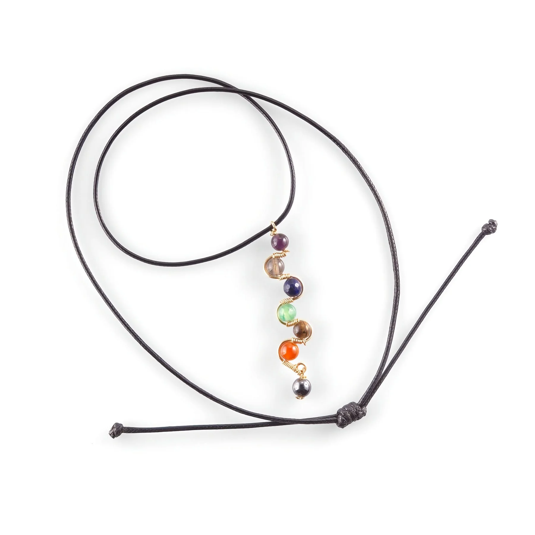 Collar de Equilibrio: 7 Chakras en Piedras Naturales con Cordón Encerado