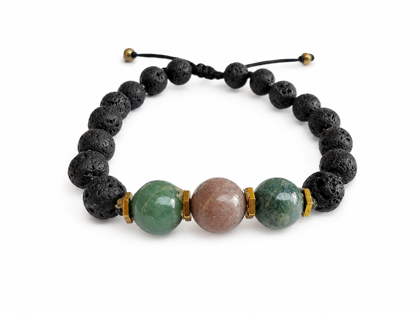 BRAZALETE PIEDRA VOLCÁNICA CON ÁGATA MUSGO
