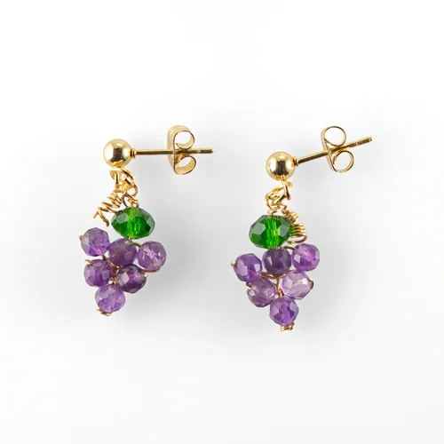 Amethyst grape cluster earrings