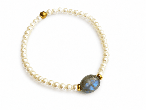 Pulsera de Labradorita y perlas de cristal