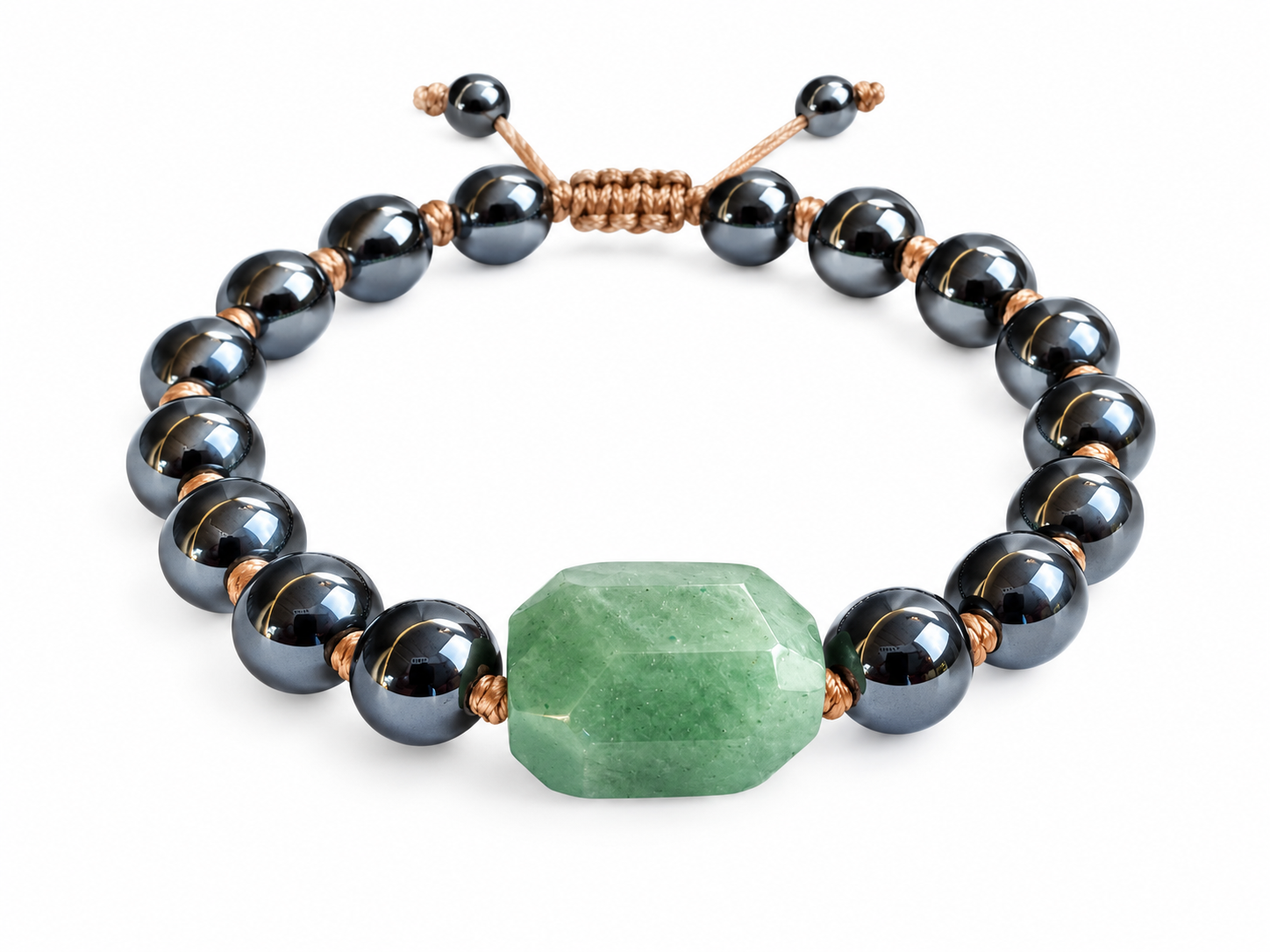 BRAZALETE CON TROZO DE JADE Y HEMATITE