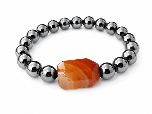 Brazalete de Hematite y Cornalina