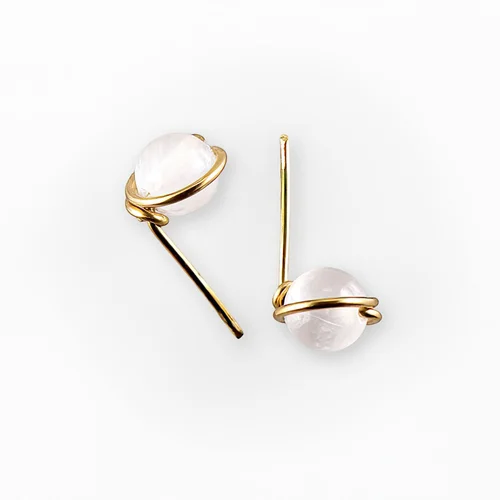 Aretes de Selenita en alambre dorado