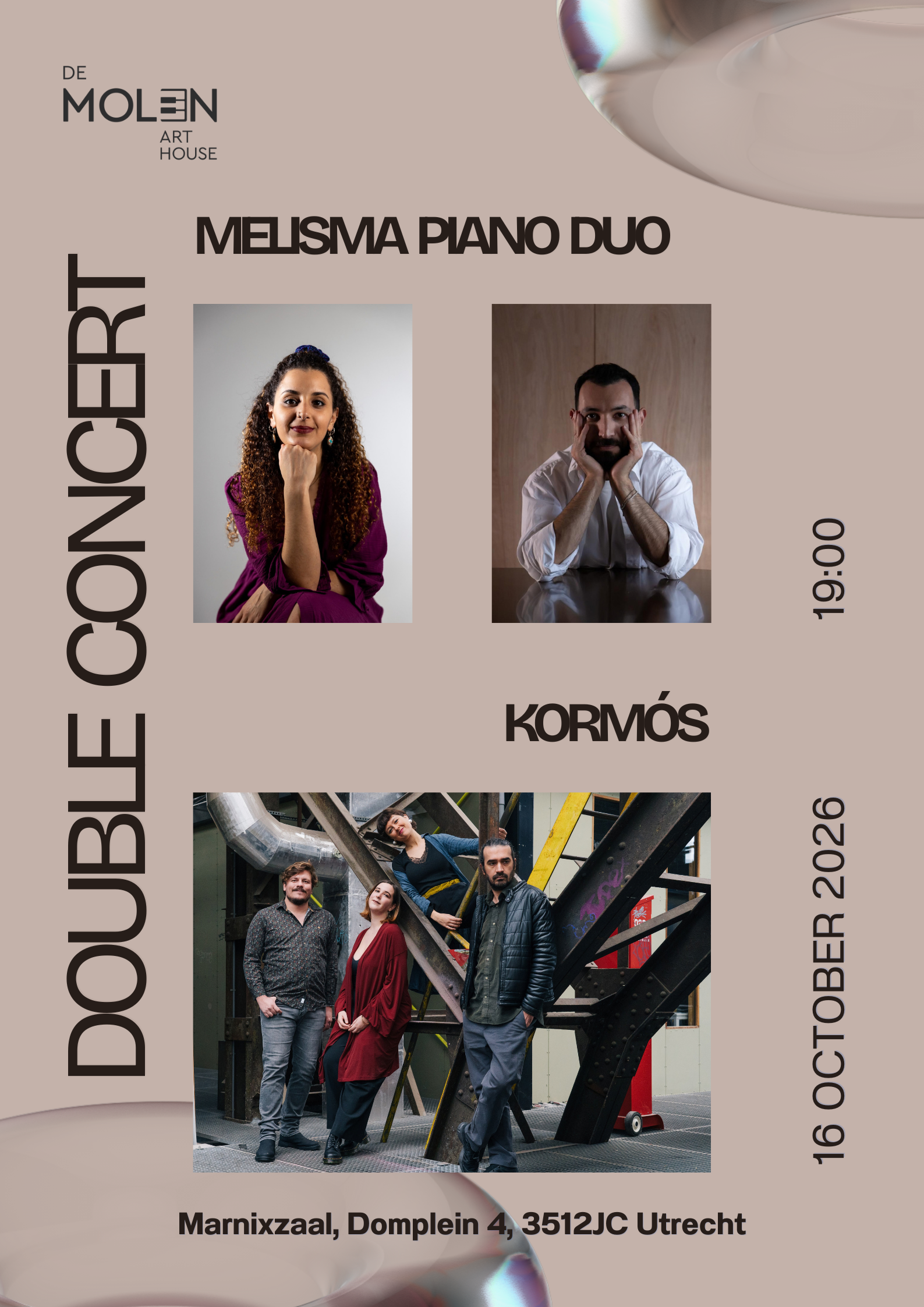 De Molen | ArtHouse presents: Double Concert | “Kormós” (Album release presentation) &amp; Melisma Piano Duo
