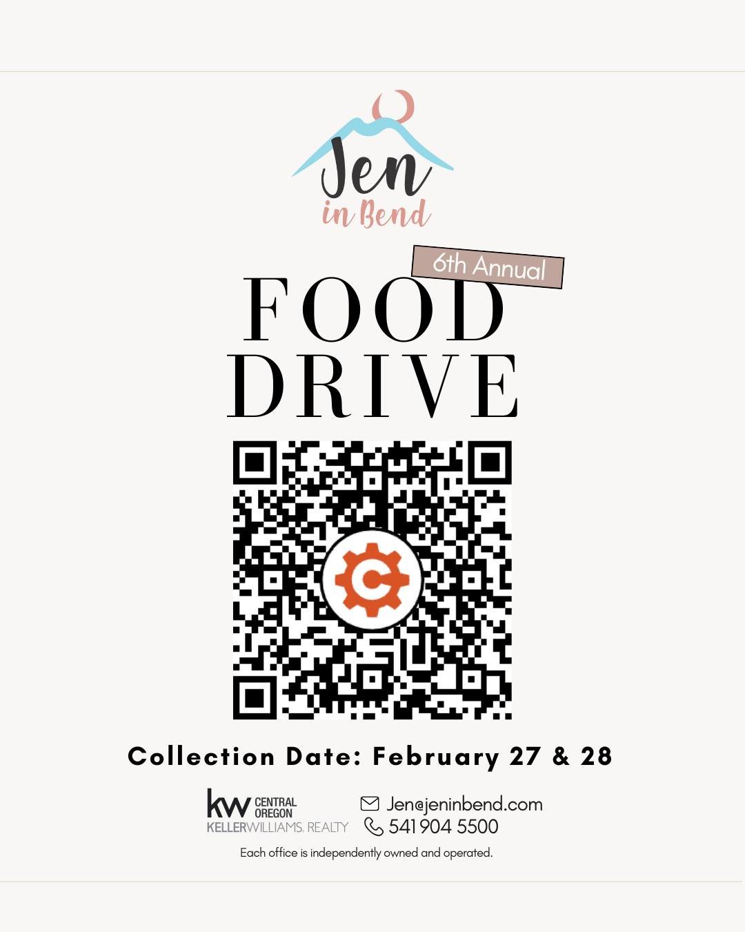 It&rsquo;s that time of year again! 🥫💛�Our February Food Drive is back &mdash; and I couldn&rsquo;t be more excited! This year&rsquo;s donations will once again benefit The Giving Plate here in Bend.

📅 Collection Dates: February 27th &amp; 28th

