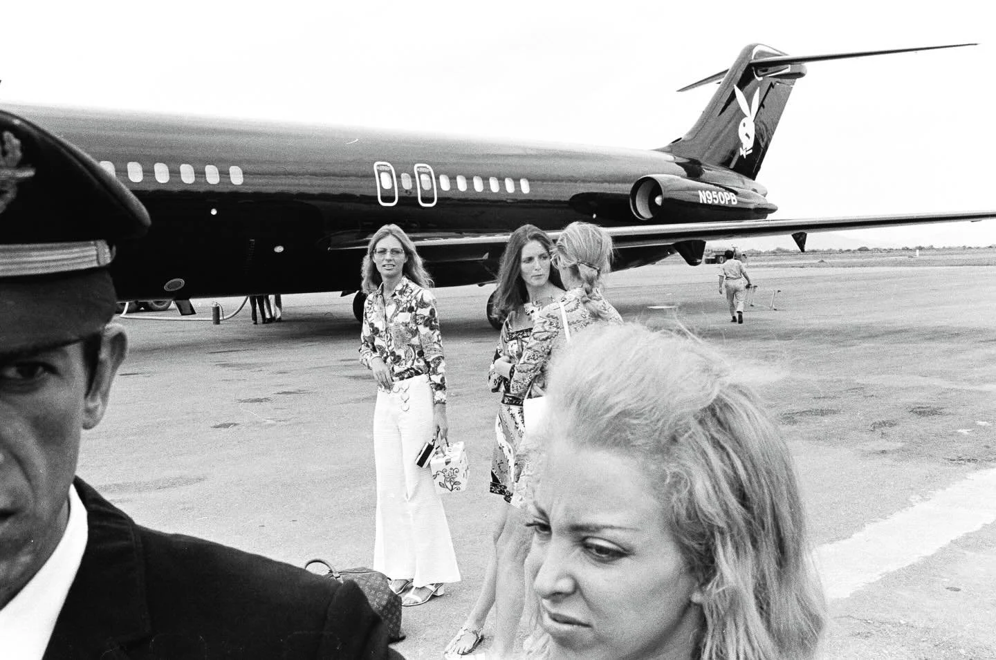 The Big Bunny on a Mexican tarmac, 1970. Hefner had come to scout land for Nirvana, a Playboy resort that was never built. When the local developer suggested simply clearing the families who lived on the beach, Bernie Cornfeld, friend &amp; financier