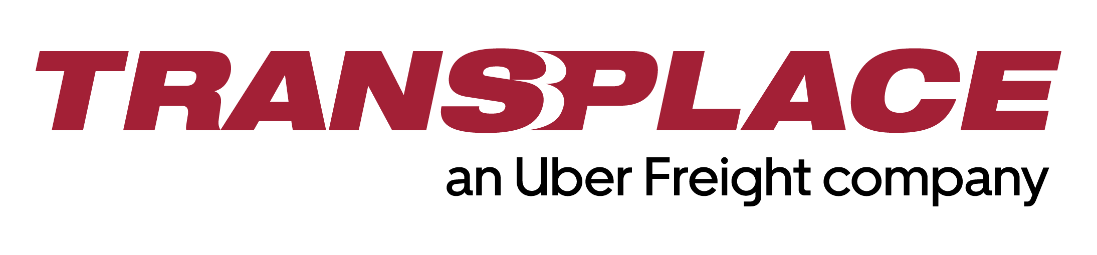 Transplace logo in bold maroon text with black underline.