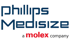Logo of Phillips Medisize, a Molex company, featuring the text 'Phillips Medisize' in blue and 'a Molex company' in red.