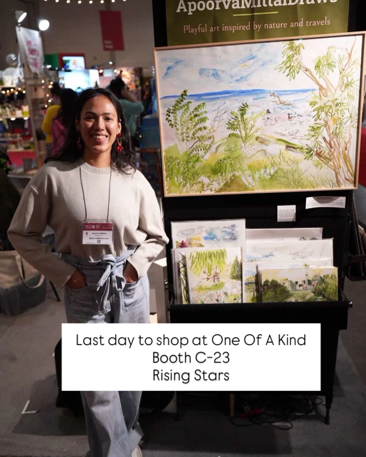 Hey, it is the last day of One Of A Kind! We are here today 10am -5pm.

If someone is looking for a last minute ticket, please message me and I can send you one!

#apoorvamittaldraws