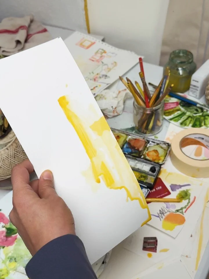 Raw shots from the studio!!

The early drips, the colour swatches and the mess are a very real part of my process. I am formulating the next collection in here. 

Not sure of what they will become? Follow along and you will know!
#apoorvamittaldraws 