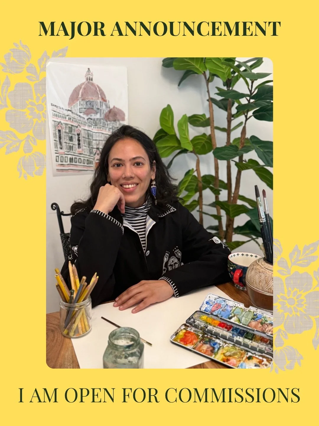 I am open for Commissions so if you have a favourite place or moment you want painted in watercolours and collage, reach out! 

I cannot wait to collaborate with you on a painting. The books are officially open!! 
Instructions on accessing commission