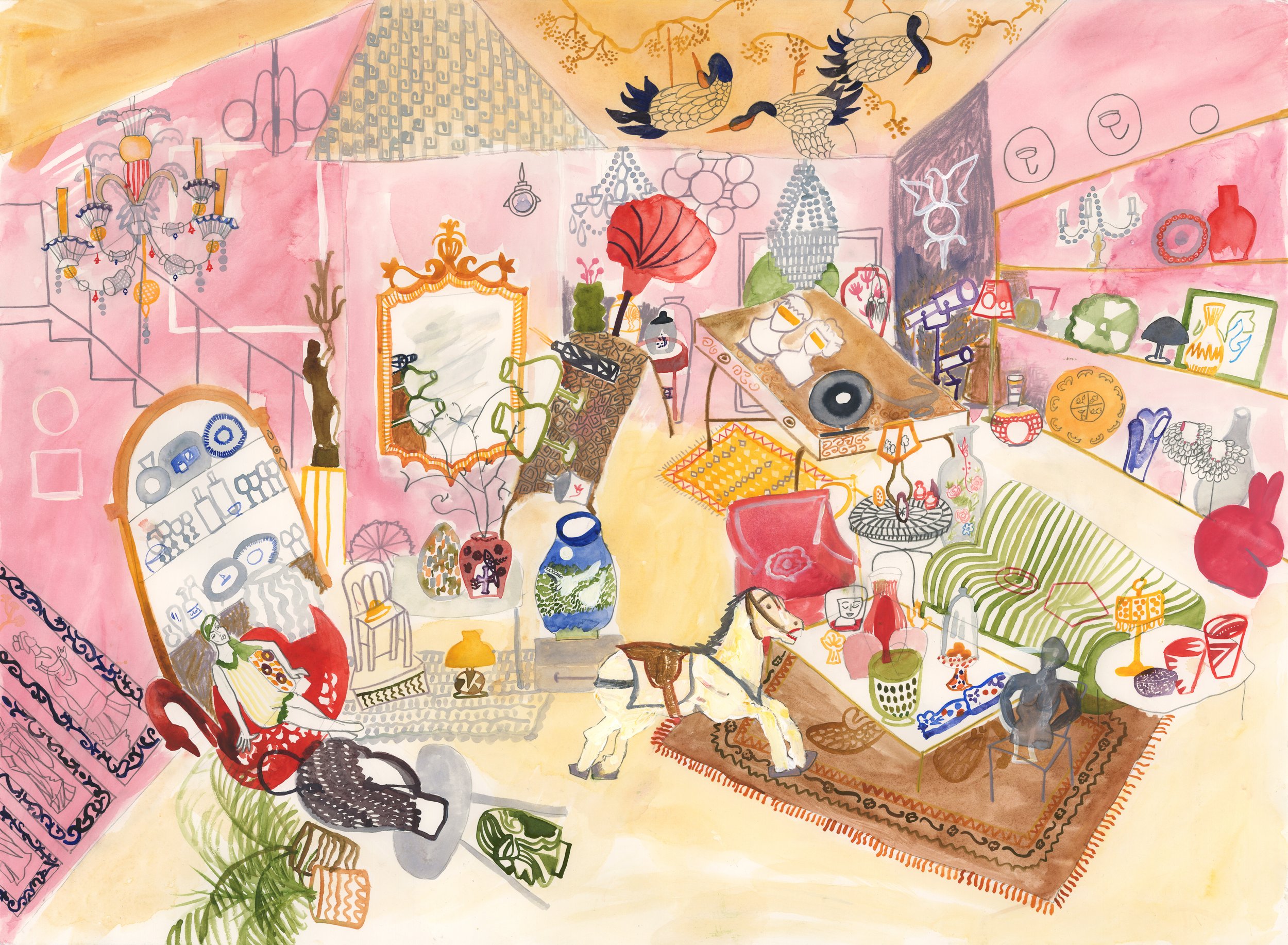 'A Room Full of Other People's Stories' Original Watercolour Art