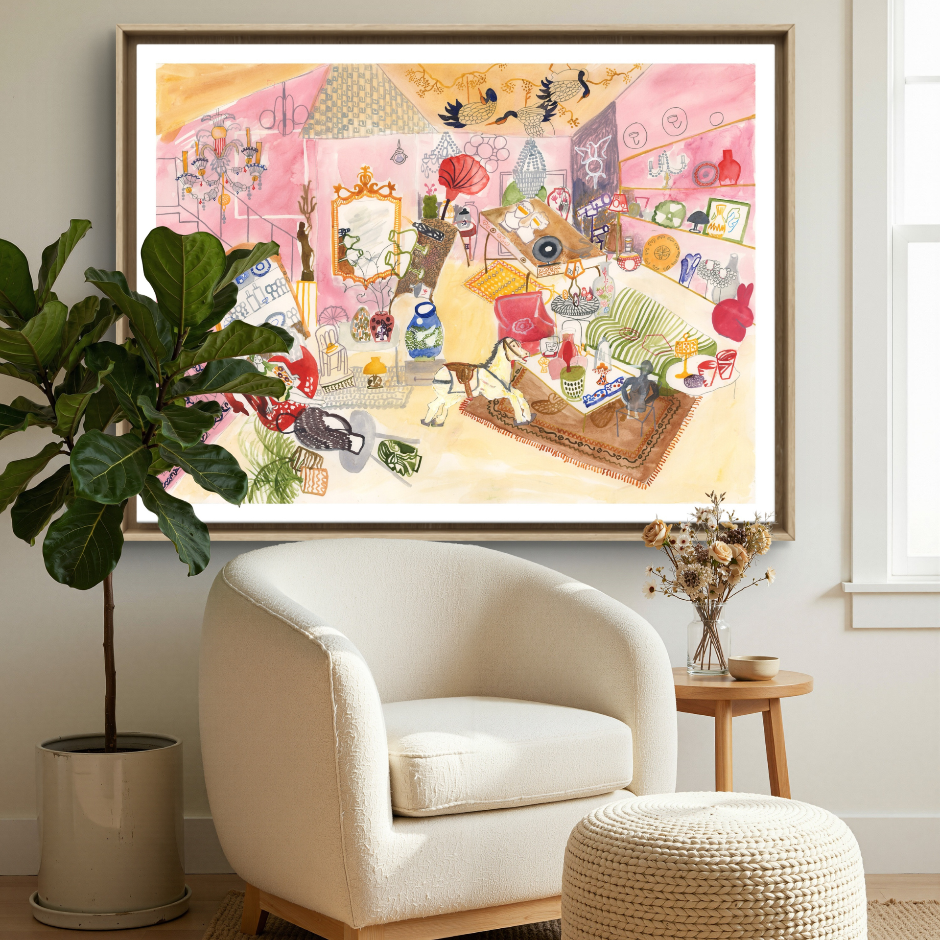 ApoorvaMittalDraws - Antique Shop Art Print Styled in Walnut Frame - Tomi Chiado Portugal .png