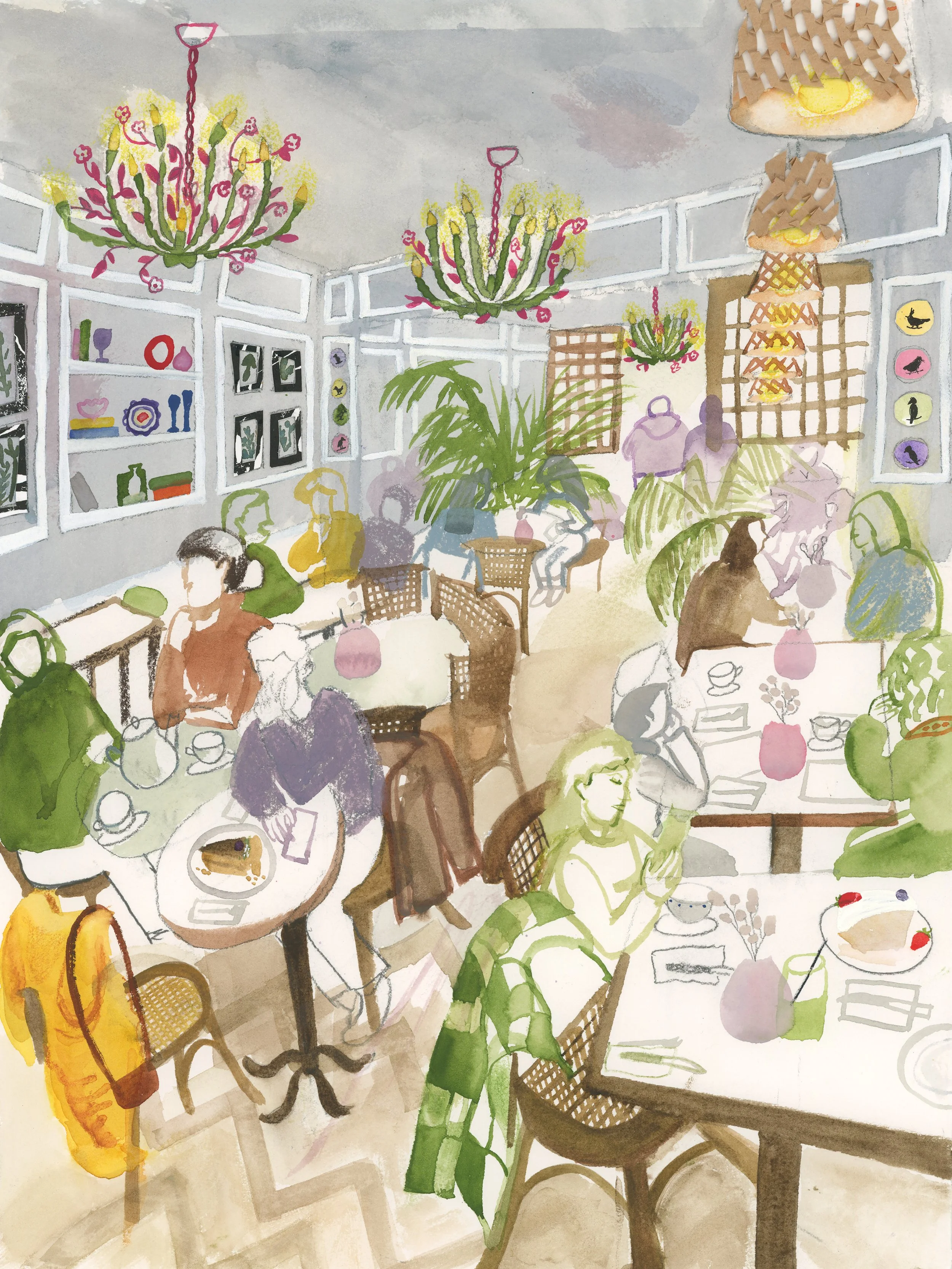 'Cozy Cafe Moment - L'ETO, London' Original Watercolour Art