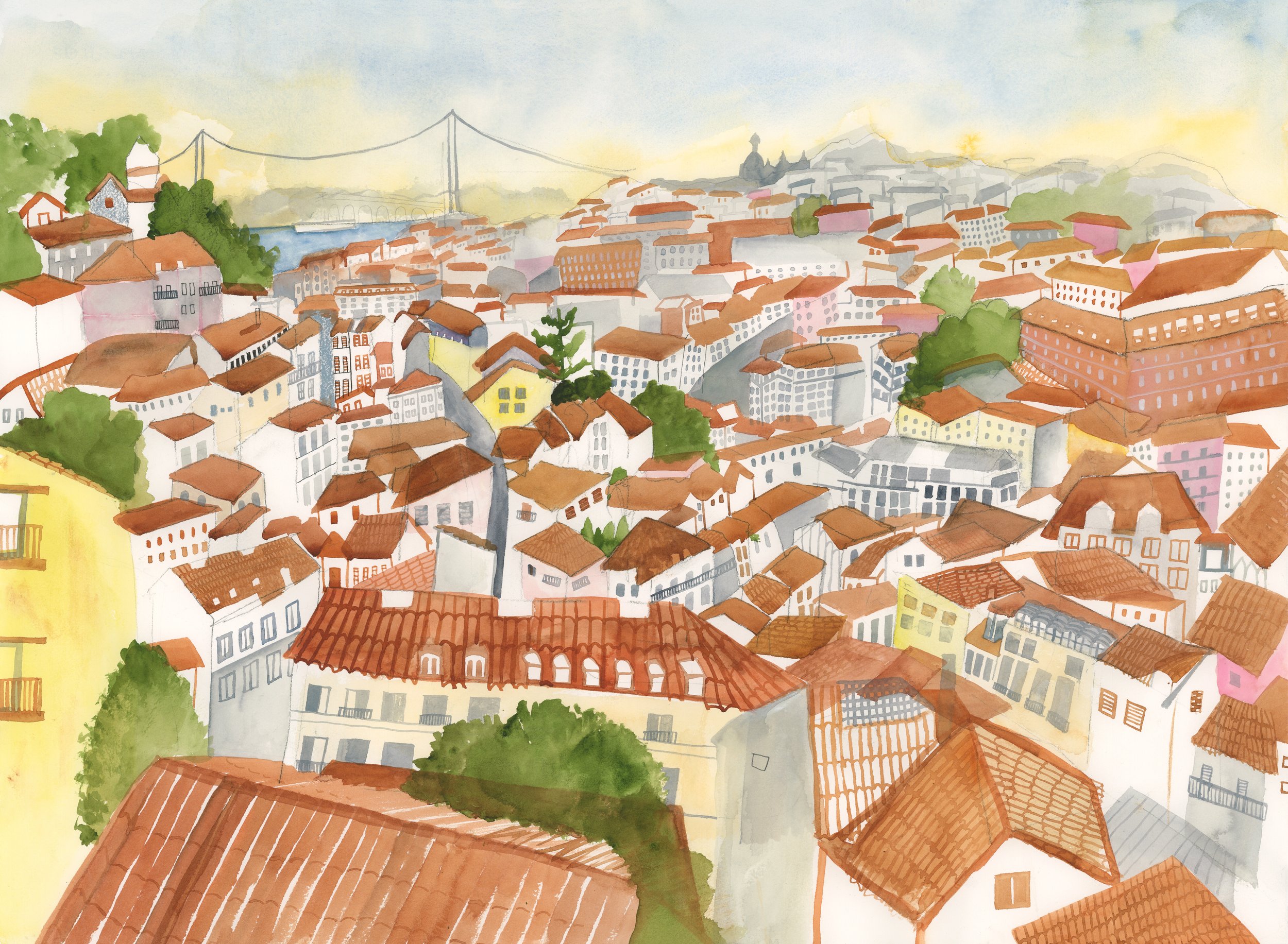 'View From The Top' Original Watercolour Art