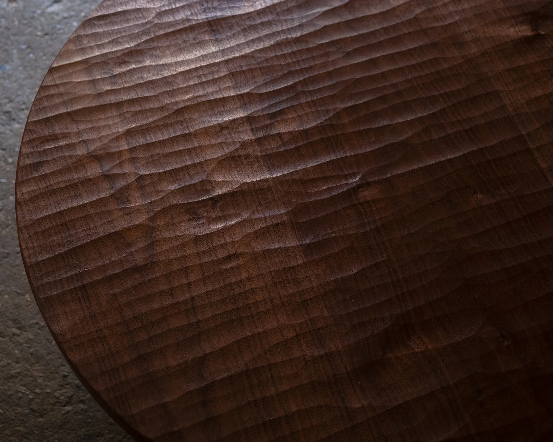 Carved walnut top