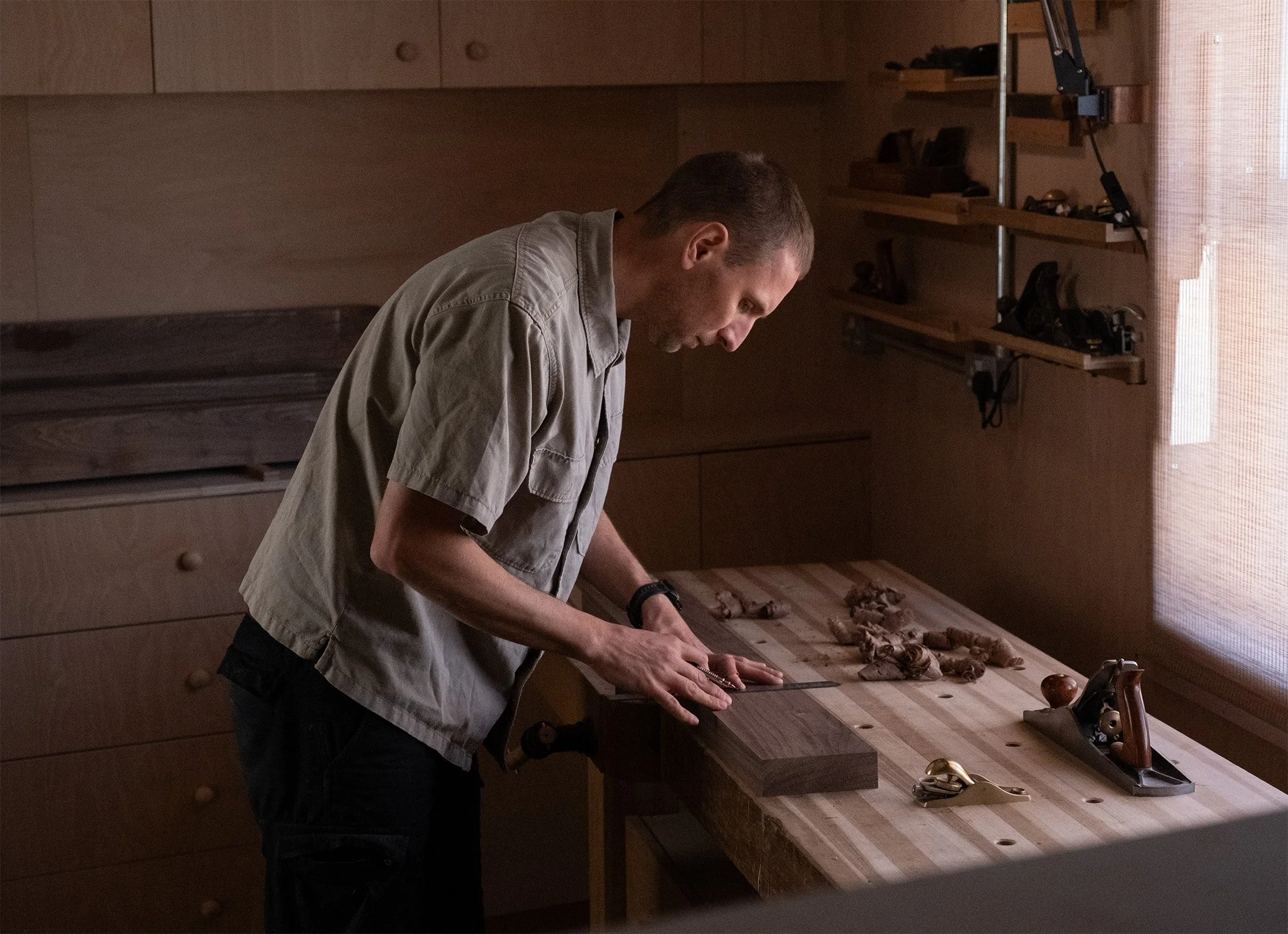 Matthew Hensby at the work bench