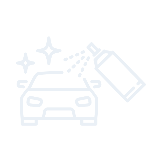 Icon of a car being cleaned with a spray bottle and sparkles indicating cleanliness.