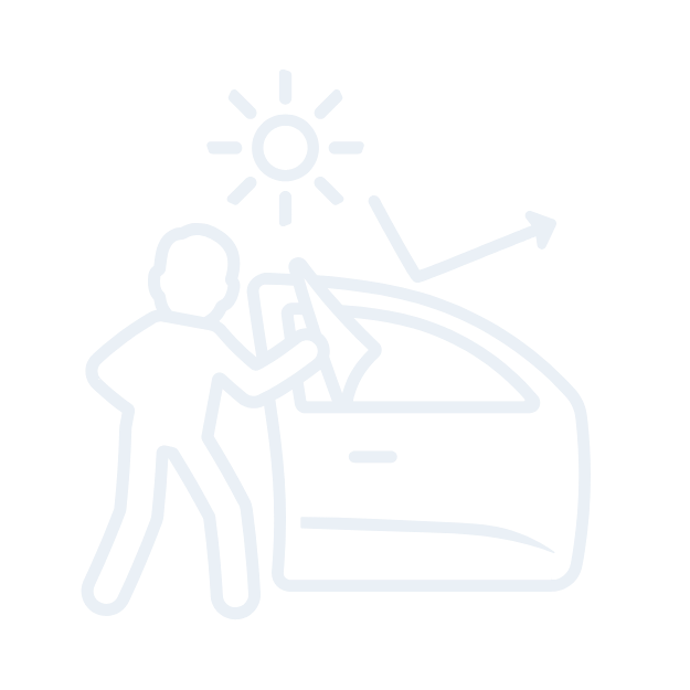 Outline drawing of a person throwing trash into a trash can, with a sun and an upward arrow in the background.