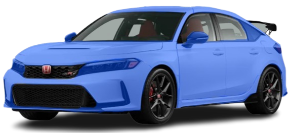 Blue Honda sedan with tinted windows and black rims.