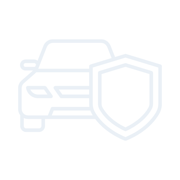 Outline of a car with a shield emblem representing protection or insurance.