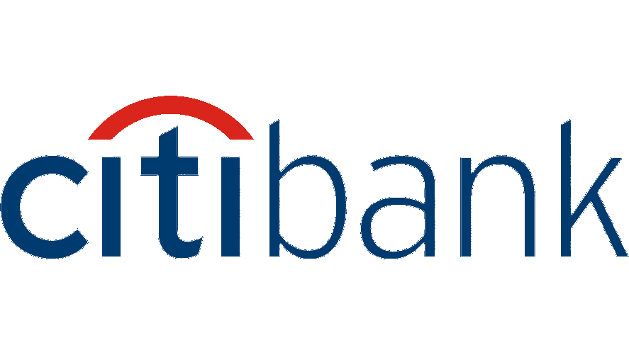 Citibank logo with a red arc over the letter 't' in blue text.