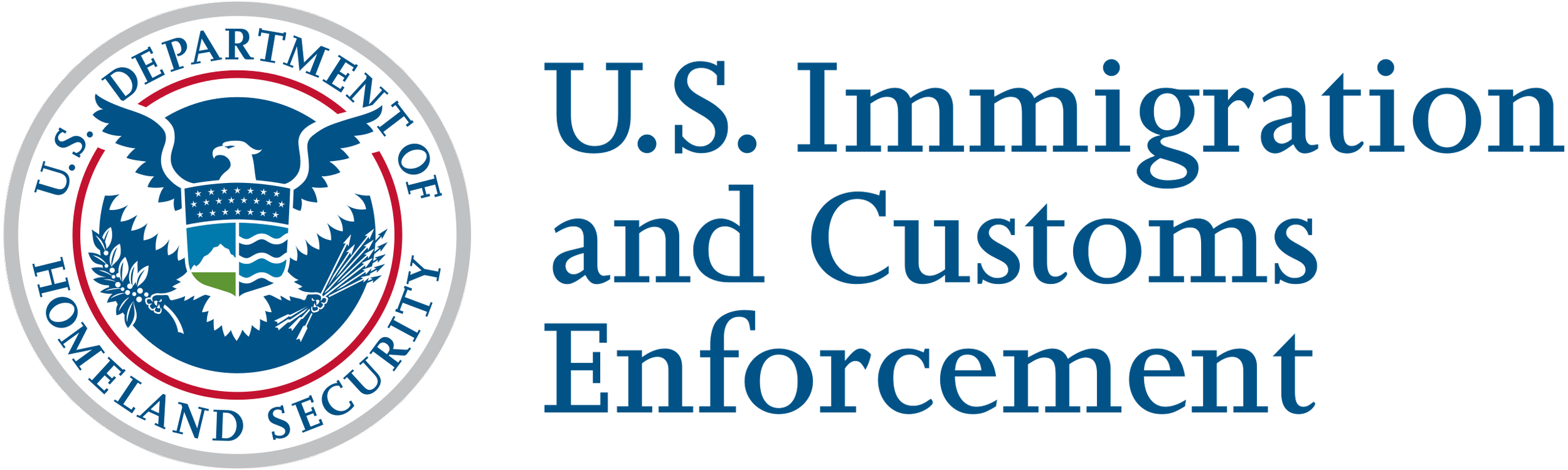 U.S. Homeland Security Department seal next to text that reads "U.S. Immigration and Customs Enforcement".