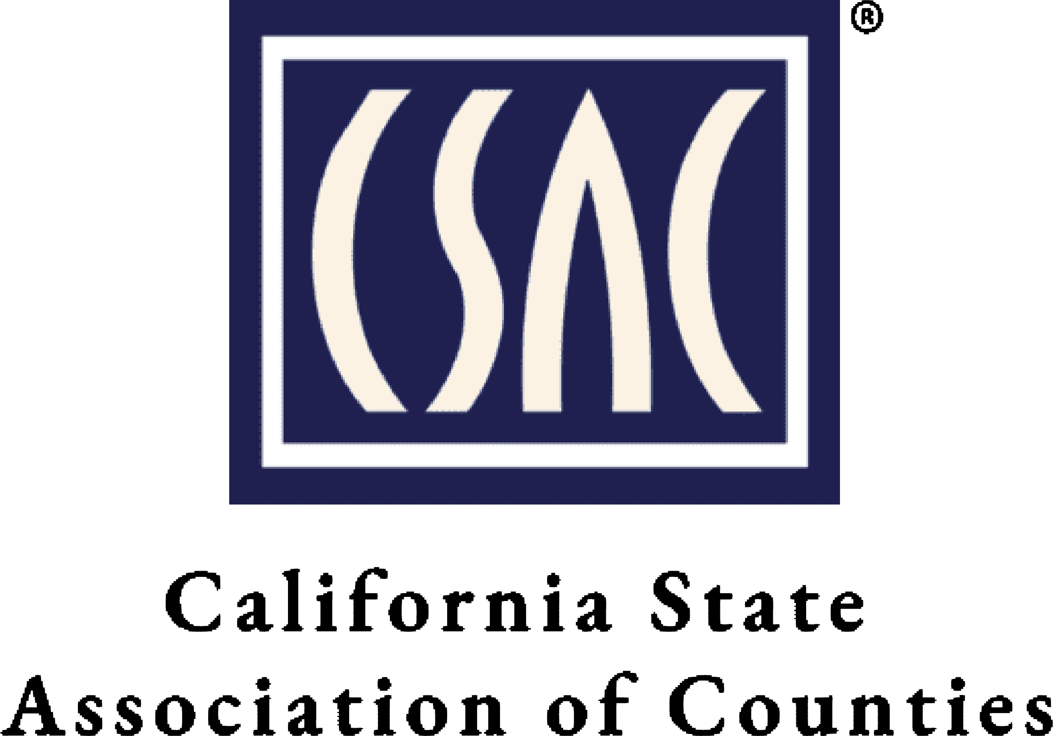 The logo of the California State Association of Counties, featuring their acronym within a rectangular frame, and the organization's name written below.