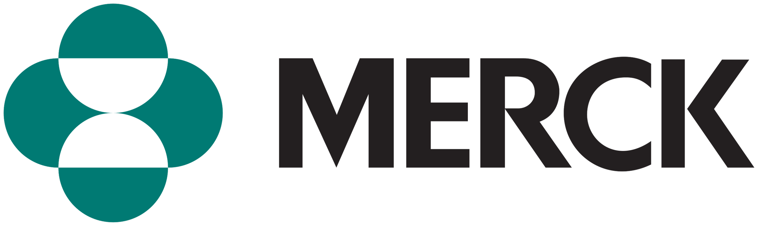 Merck company logo with teal geometric symbol and black text
