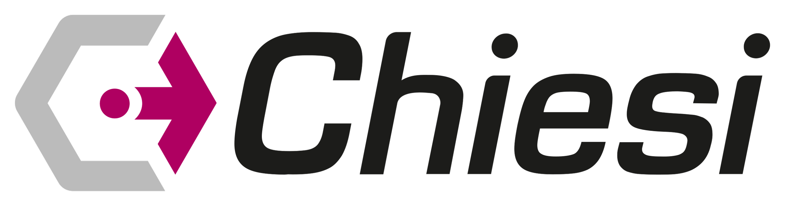 Chesi logo with a stylized hexagon and a pink star and circle inside, accompanied by the text 'Chesi'.