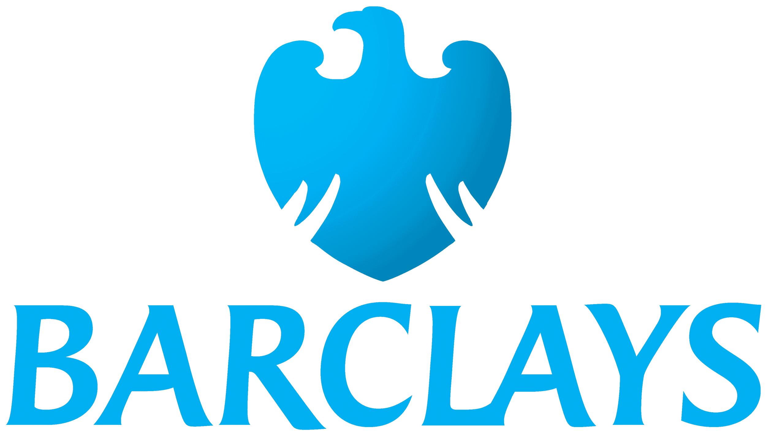 Barclays logo featuring a blue eagle with wings behind the company name in blue text.
