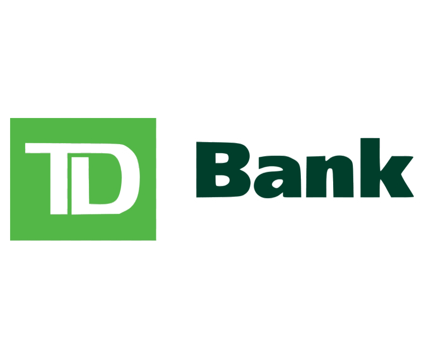TD Bank logo with green square and bold black letters, accompanied by the word 'Bank' in black text.