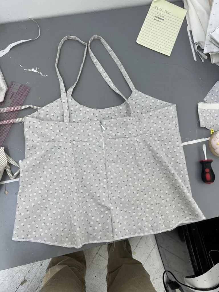 Cut & sewn sample of tank top back