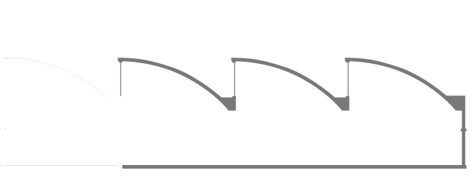 Side view outline of the studio building showing studio A and Studio C | Rental Studio for Film, Photography and Events | Hembrug Zaandam | Greater Amsterdam