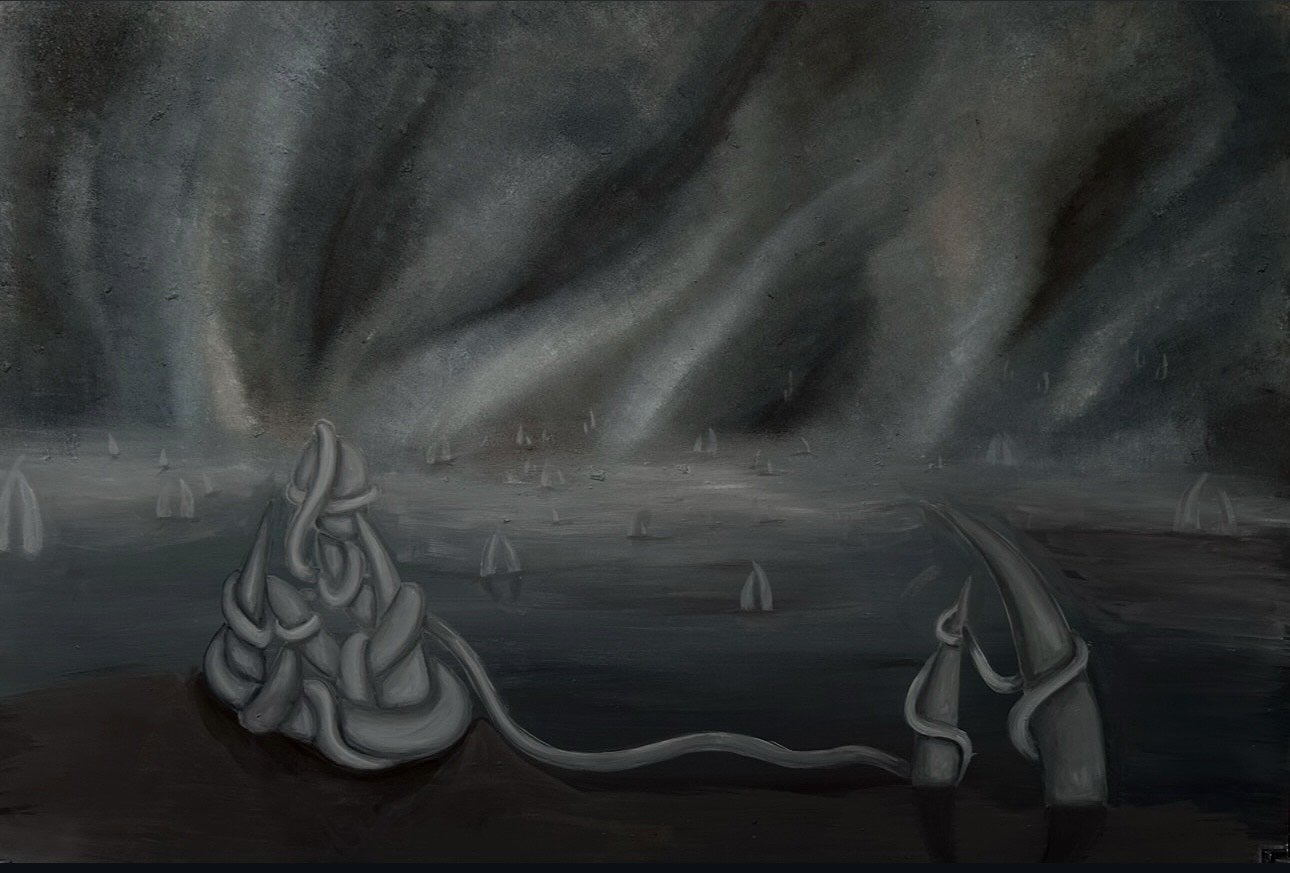 'The Space Between Nothing Lies Everything',
Oil on Paper,
59.4 x 84.1cm,
2025