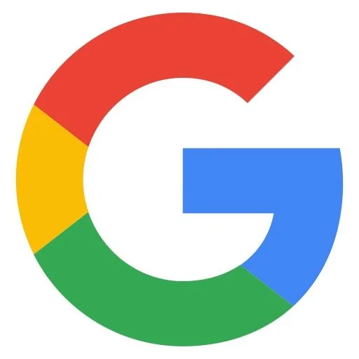 Google logo with a multicolored G in red, yellow, green, and blue.