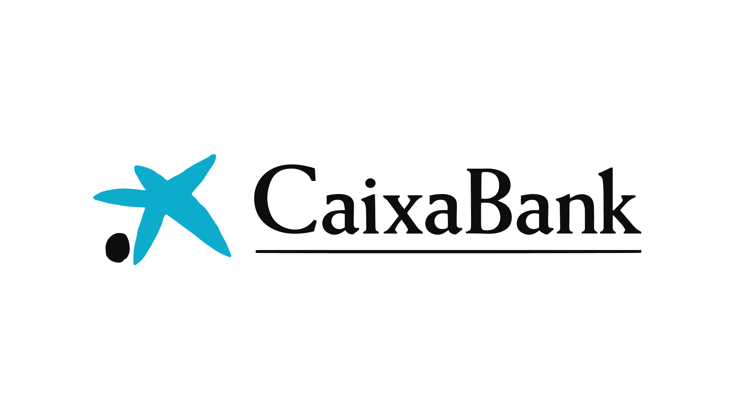 CaixaBank logo with a blue starfish icon and black text.
