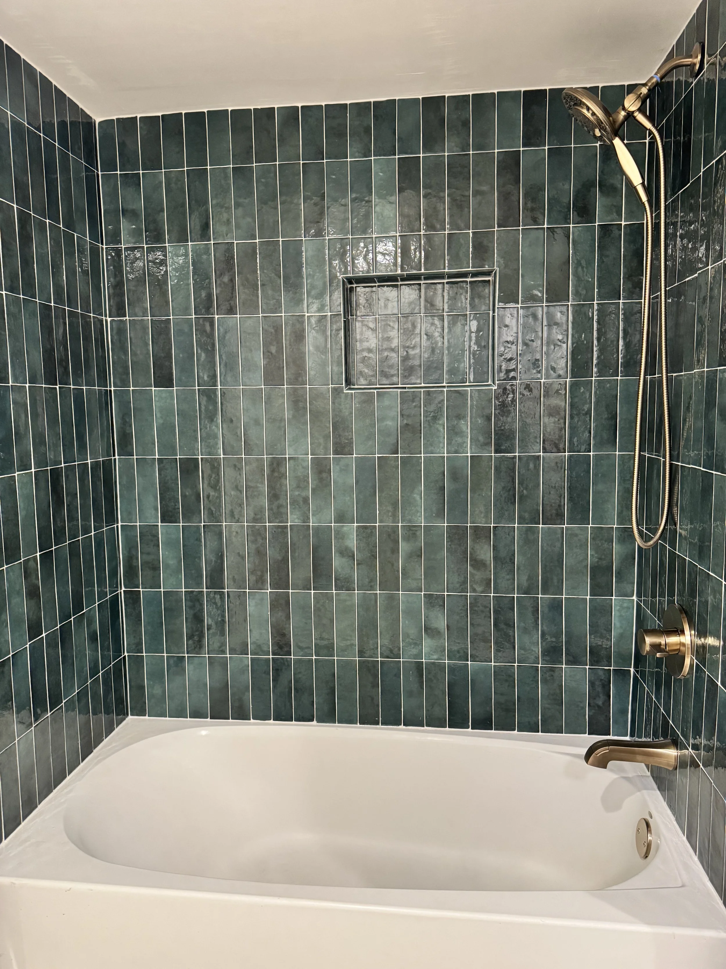Green tile shower