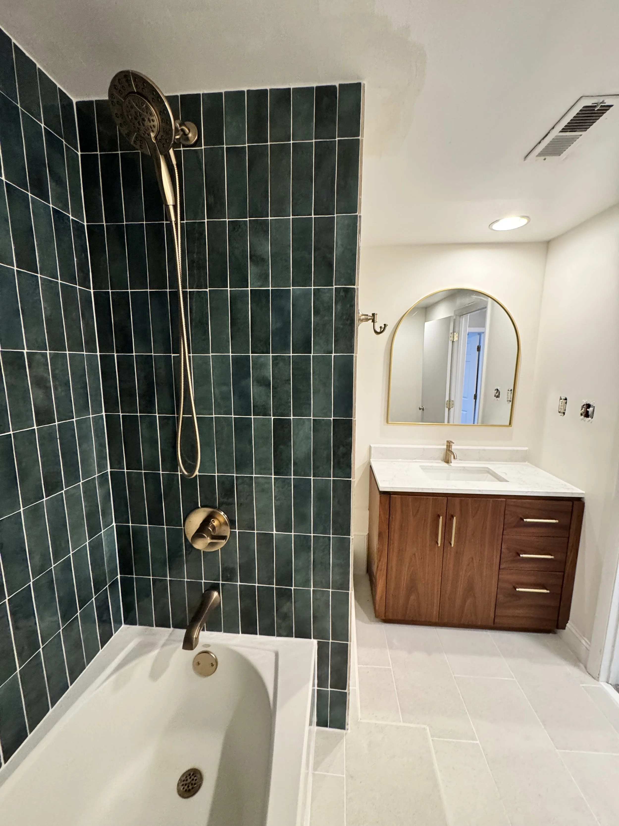 Green tile shower