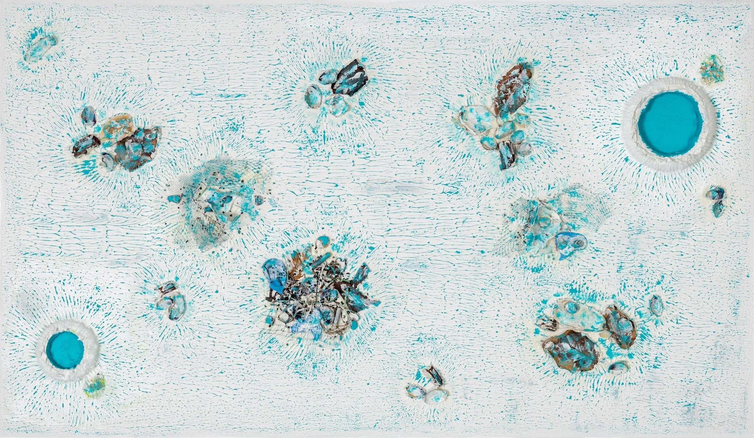 Mankind Oceans, mixed media, 36” x 60”, 2024