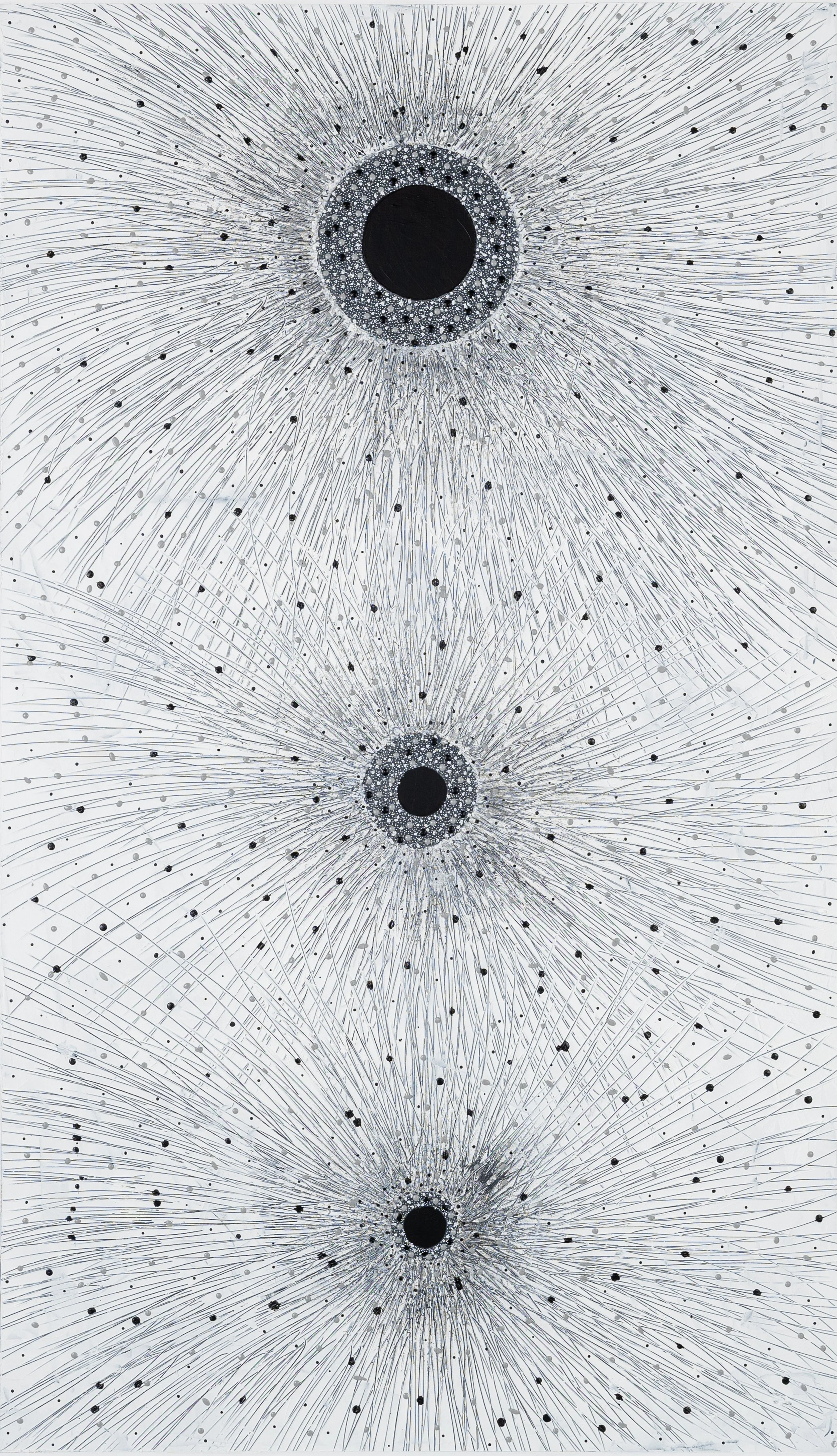 Black Hole Mysteries, mixed media, 60" x 36", 2024