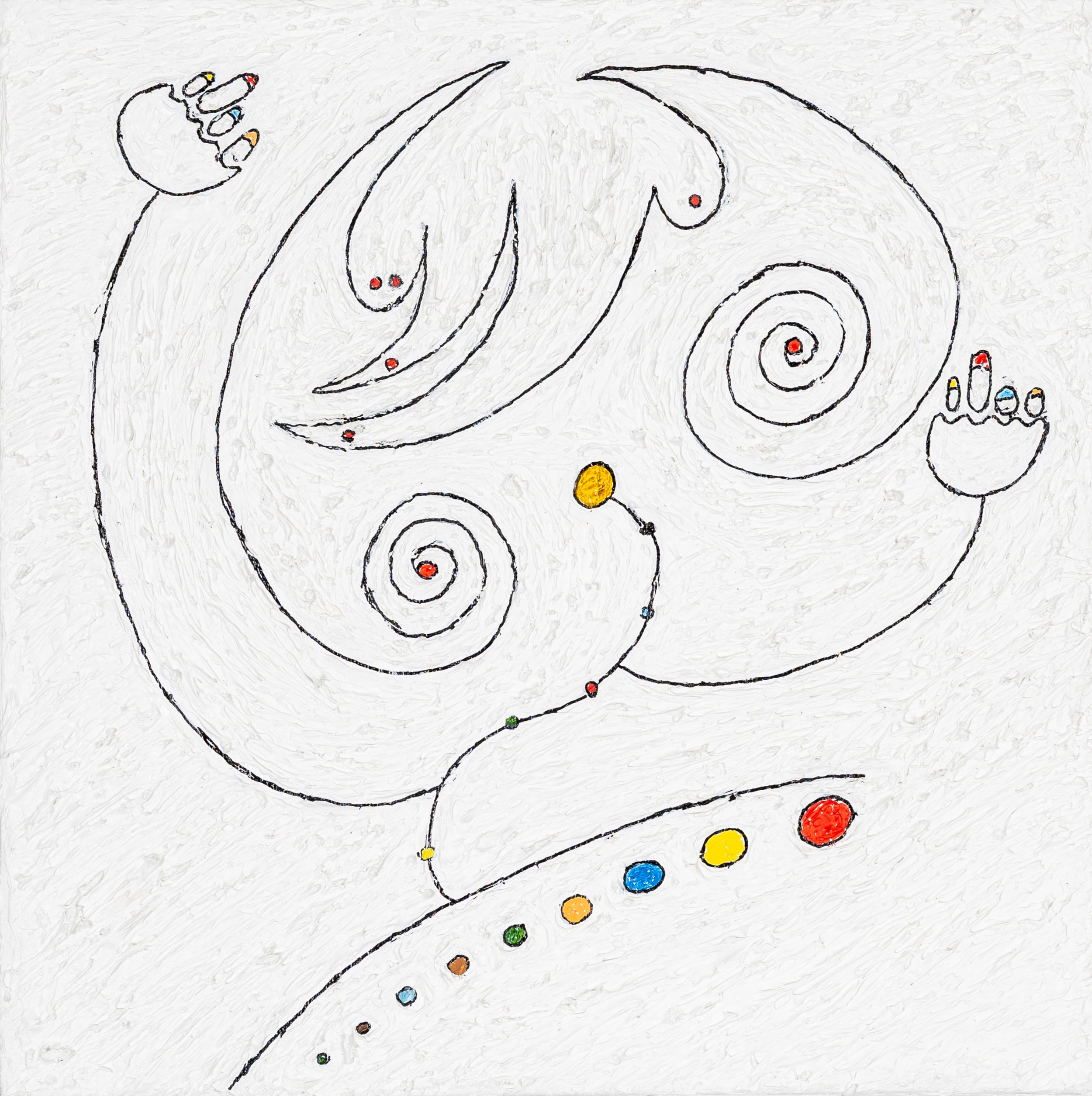 Planet Near, mixed media, 12" x 12", 2024
