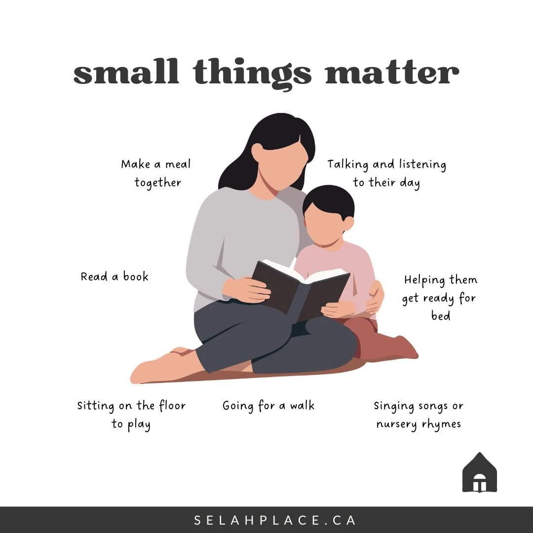 Making a meal.
Reading a book.
Sitting on the floor to play.

These aren&rsquo;t small for a child.

And for some moms, they were never shown how to do these things.