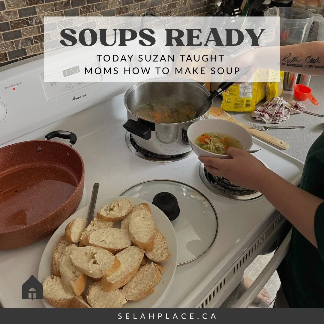 On the menu today is soup! Suzan made Chicken Noodle Soup in class, they also dropped off a bowl and a note for one of the moms who's sick today.